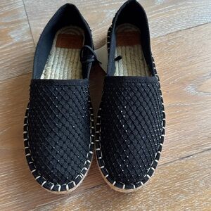 Zara Black Woven Sparkle Espadrille Shoes